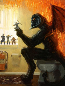 "You Shall Not Splash" Balrog Lord of the Rings Original Oil on canvas by Bucket