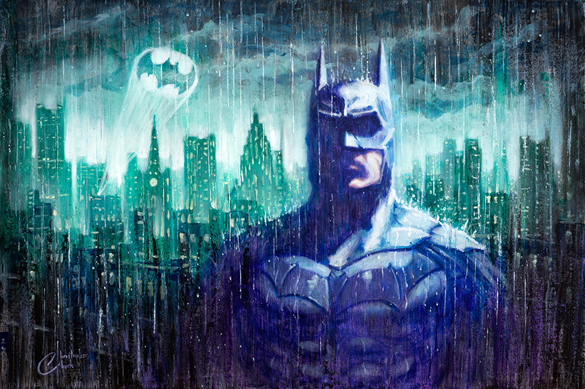 NEW RELEASE: Batman "Dark Storm" Original Oil on canvas by Christopher Clark
