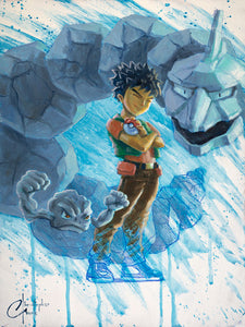 NEW RELEASE: Pokemon: Brock, Onix & Geodude Original Oil Painting by Christopher Clark