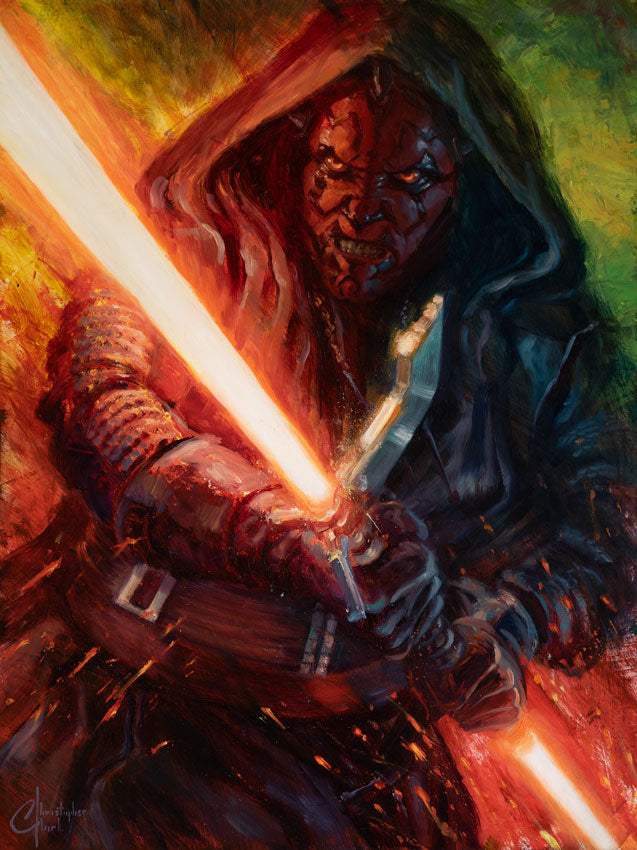 NEW RELEASE: Darth Maul Original Oil on Wood Panel by Christopher Clark