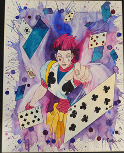 NEW RELEASE: Hunter X Hunger: "Hisoka Nastiya" Original Watercolor Painting on Matted Archival Paper by Nastiya G