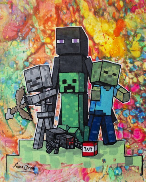 NEW RELEASE: Minecraft "Then We Craft" Original Painting by Anna Gromova