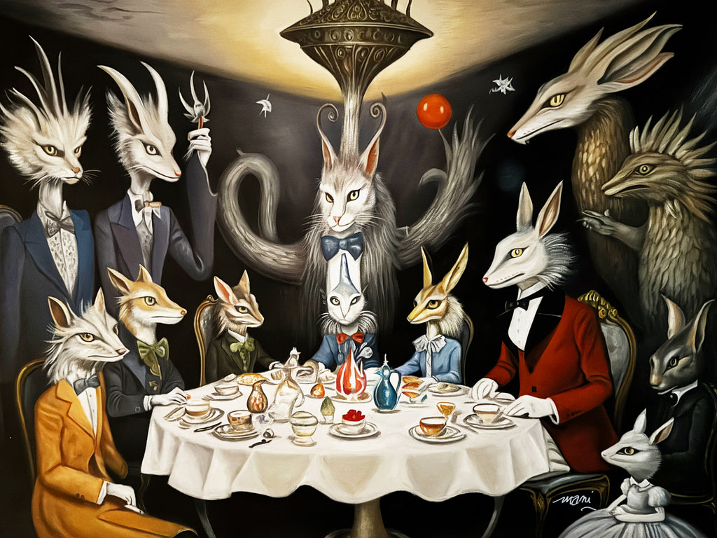 NEW RELEASE: "Family Tea Party" Original Oil Painting by Mani