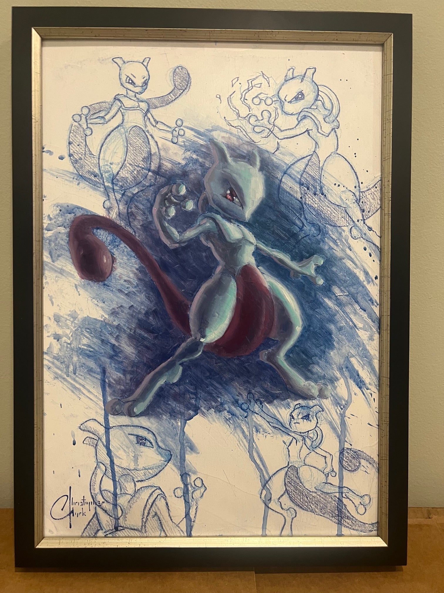 NEW RELEASE: Pokemon: Mewtwo Original Oil Painting by Christopher Clark