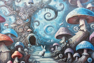 NEW RELEASE: "Welcome to Wonderland-White Rabbit" Original Oil Paining by Mani