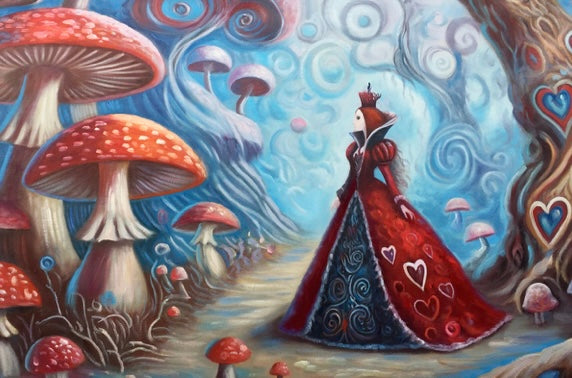 NEW RELEASE: "Welcome to Wonderland-Queen of Hearts" Original Oil Painting by Mani