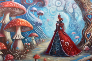 NEW RELEASE: "Welcome to Wonderland-Queen of Hearts" Original Oil Painting by Mani