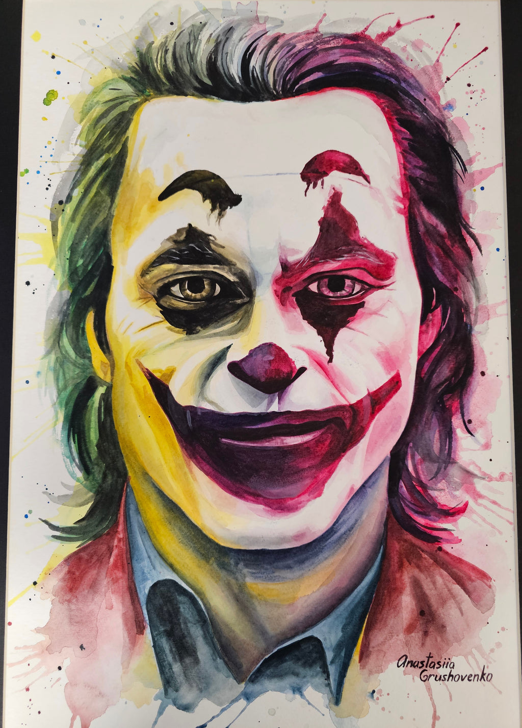 NEW RELEASE: "Joker" Original Watercolor on Matted Archival Paper by Nastiya G