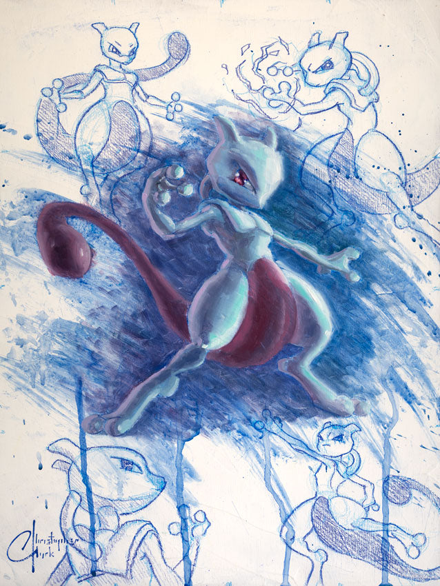 NEW RELEASE: Pokemon: Mewtwo Original Oil Painting by Christopher Clark