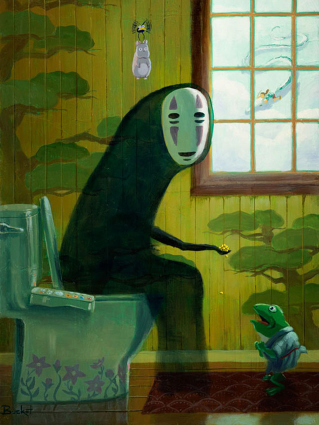 Spirited Away's Kaonashi's "No Shit"  Original Painting by Bucket