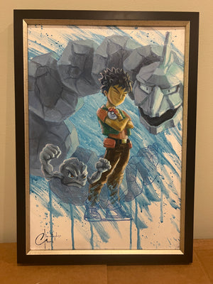 NEW RELEASE: Pokemon: Brock, Onix & Geodude Original Oil Painting by Christopher Clark