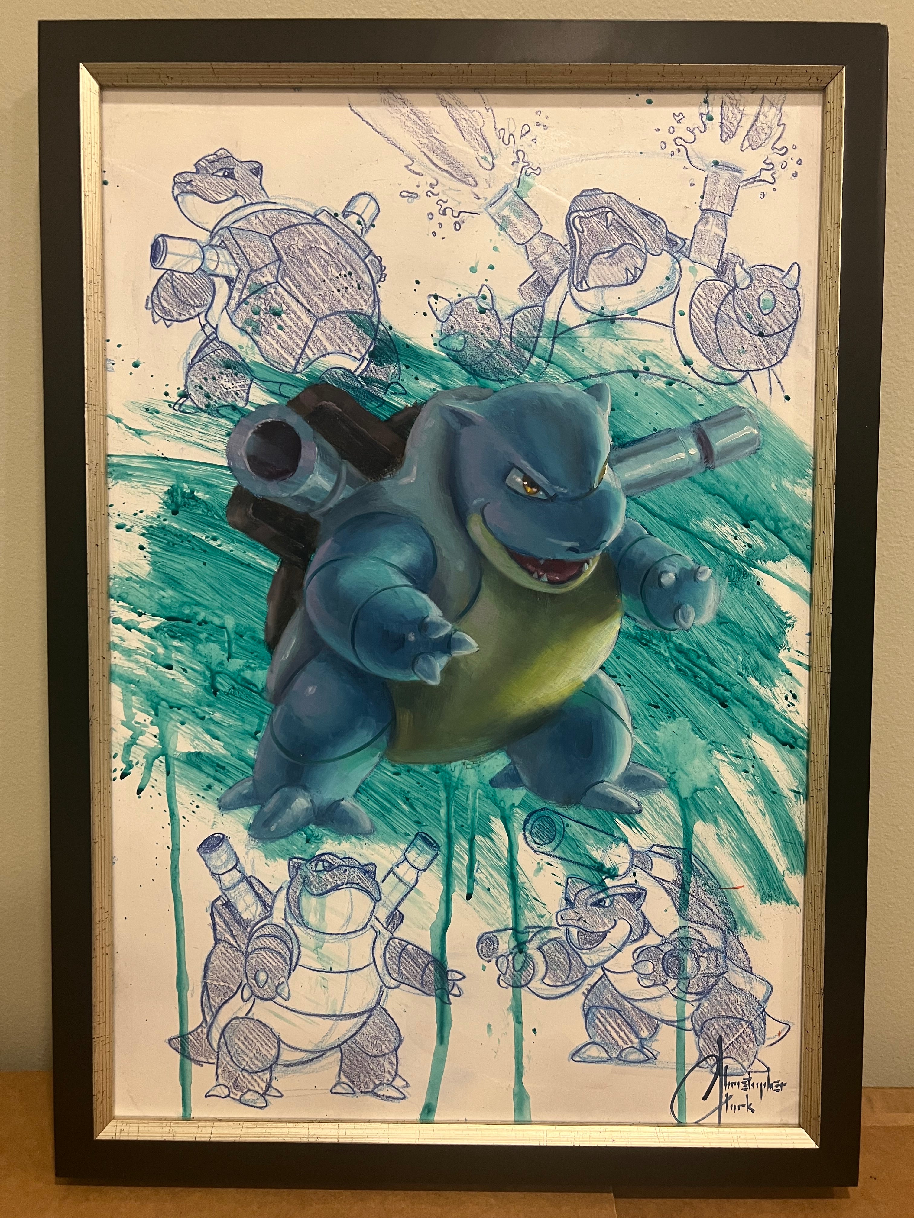 NEW RELEASE: Pokemon: Blastoise Original Oil Painting by Christopher Clark