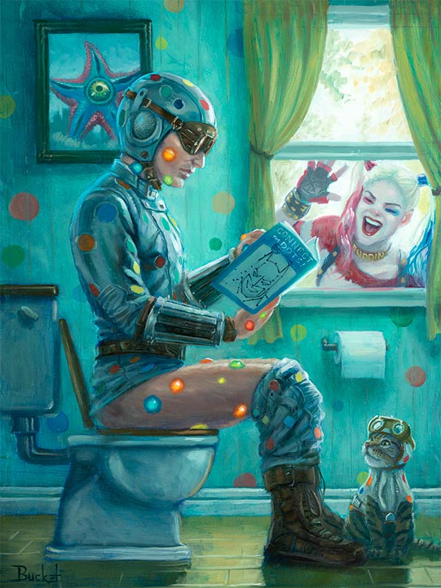 NEW RELEASE: Poo Poo Dot Man Original Oil on canvas by Bucket