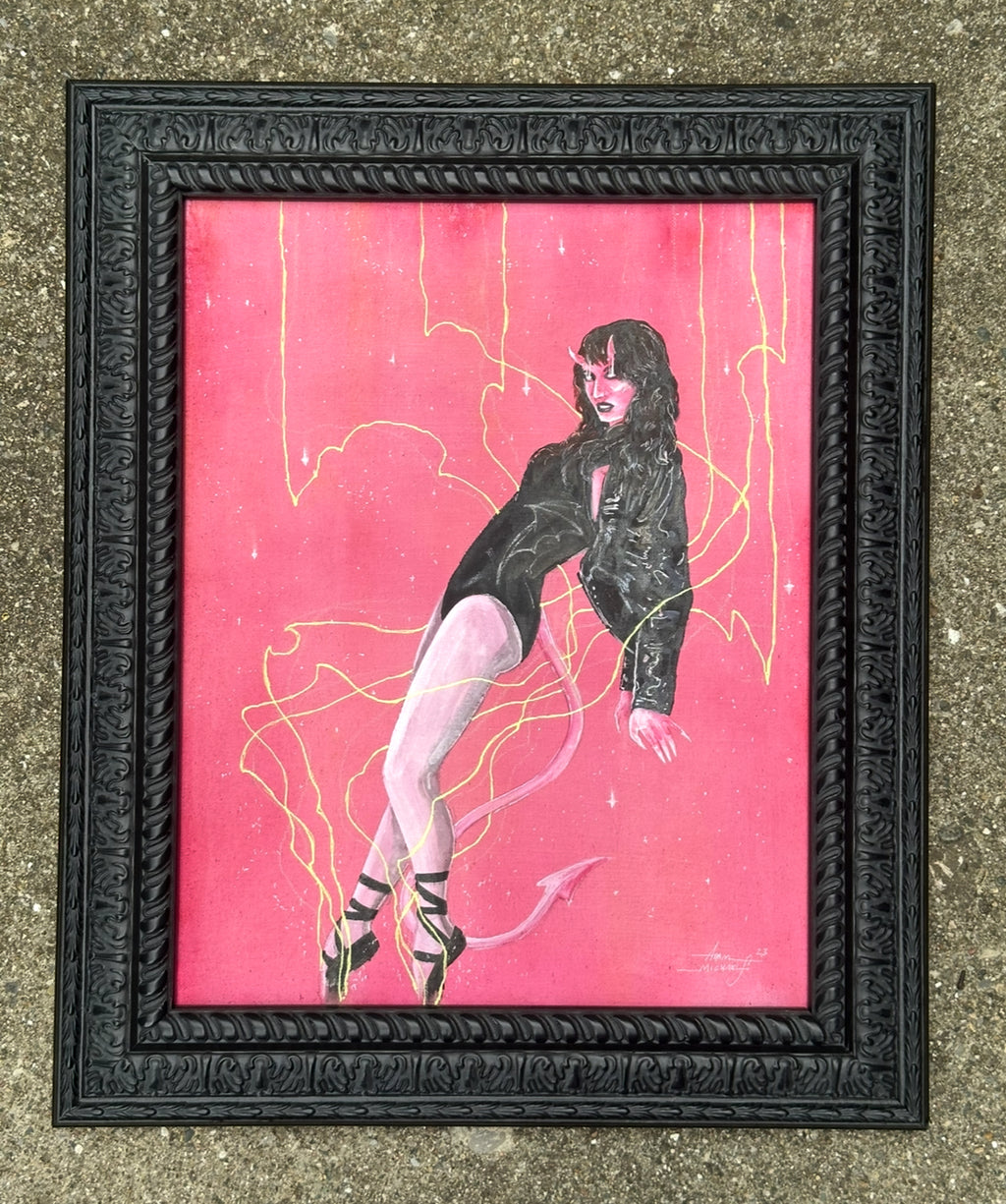"She Dances on the Ashes of Dying Stars" Framed Original by Adam Michaels
