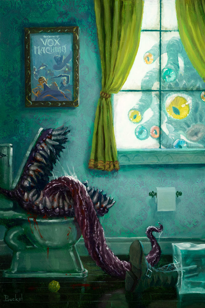 DND "Silent Butt Deadly" Mimic Monster on the Toilet - Original Oil Painting by Bucket