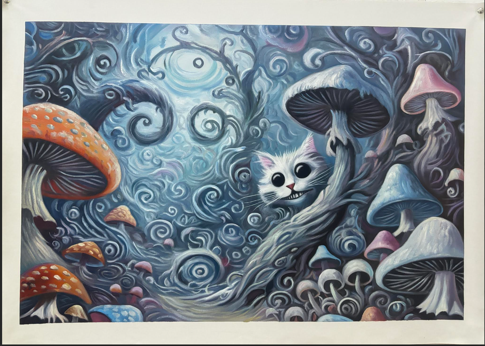 NEW RELEASE: "Welcome to Wonderland-Cheshire Cat" Original Oil Painting by Mani