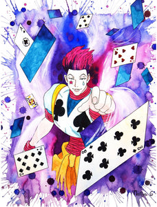 NEW RELEASE: Hunter X Hunter: "Hisoka Nastiya" Original Watercolor Painting on Matted Archival Paper by Nastiya G