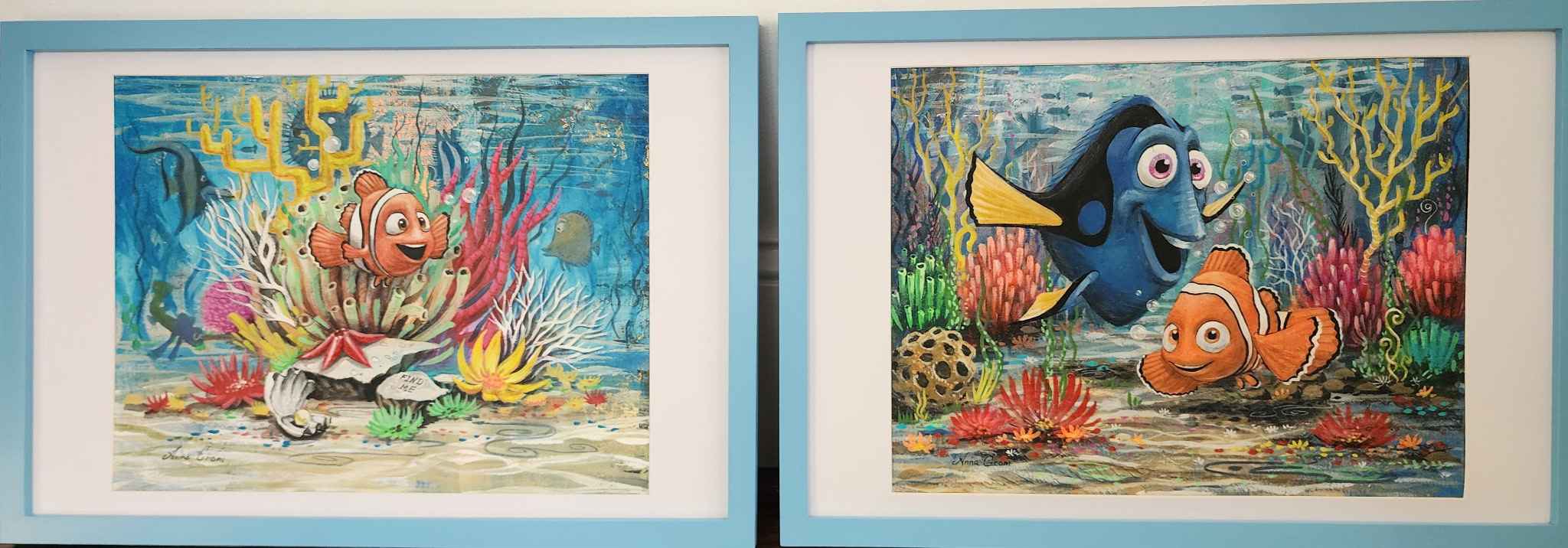 NEW RELEASE: "Finding Nemo" Set of 2 Original Oil & Acrylic Paintings by Anna Gromm