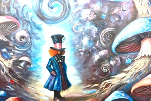 NEW RELEASE: "Welcome to Wonderland-Mad Hatter" Original Oil Painting by Mani