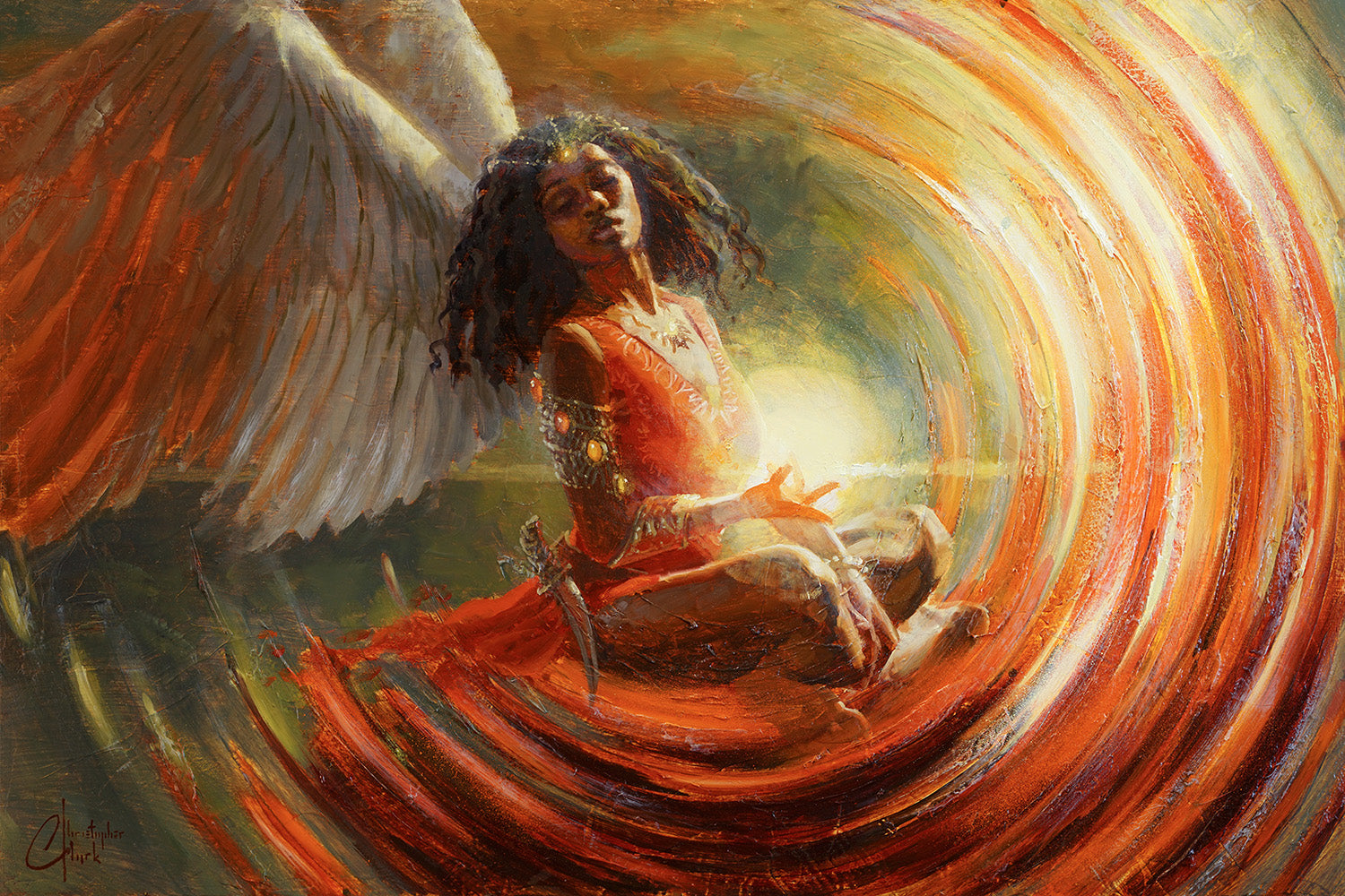 Angelic Sorceress 18"x27" Oil on Wood Panel by Christopher Clark