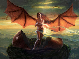 Birth of a Dragon Original Oil Painting by Christopher Clark