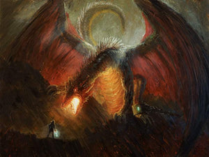 Chained Dragon 24"x32" Oil on Wood Panel by Christopher Clark
