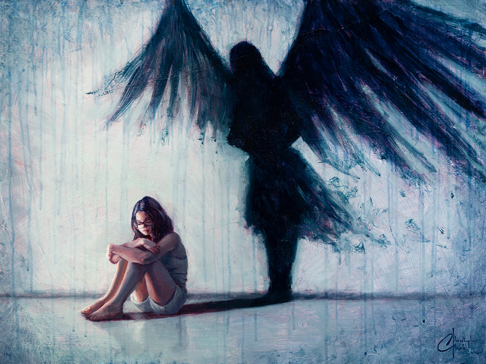 Dark Angel 18"x24" Oil on Wood Panel by Christopher Clark