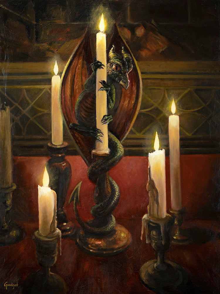 The Candle Lighter 18"x24" Oil on Wood Panel by Gadget