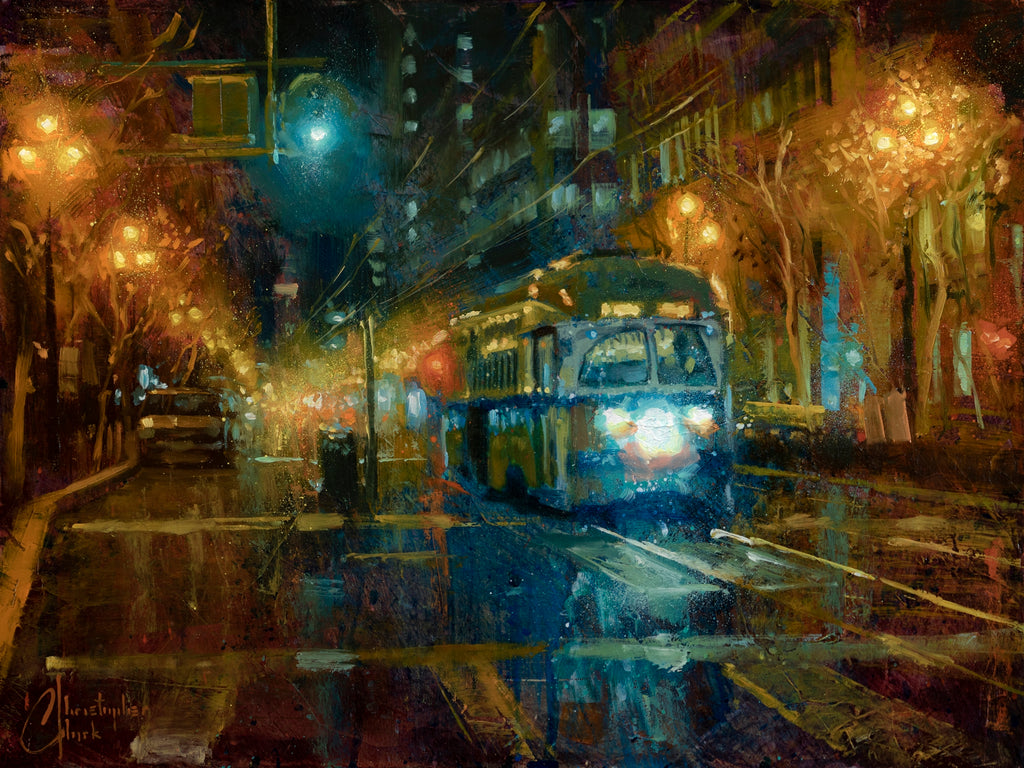 San Francisco Trolley at Night by Christopher Clark