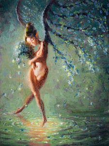 Tree Angel on Water Original Oil Painting by Christopher Clark